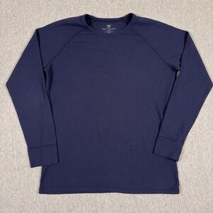 Mack Weldon Shirt Mens Large Thermal Waffle Knit Stretch Crew Pullover Long Blue